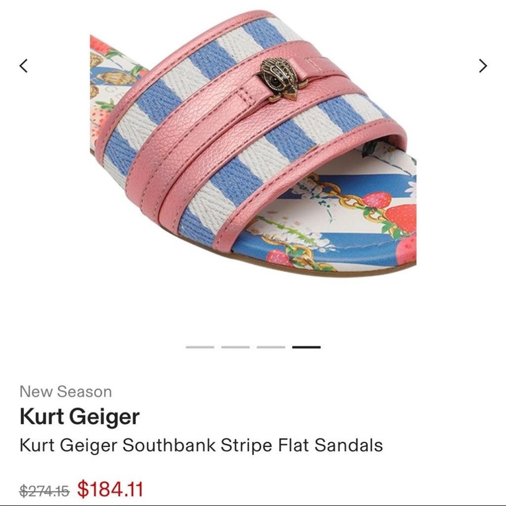 New without tags Kurt Geiger southbank stripe flat sandals. 7.5. Never worn. - Picture 2 of 7